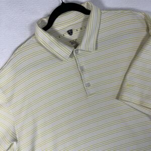 Nike Golf Shirt Mens XXL Striped Fit Dry Polo Short Sleeve Yellow Performance